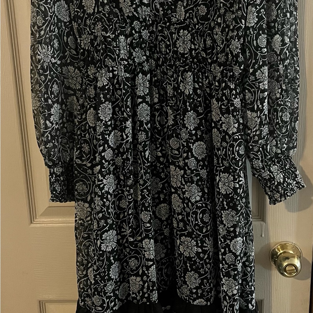 Floral Black and White Dress